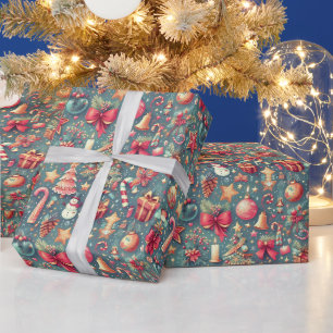 Pink Vintage Christmas  Wrapping Paper