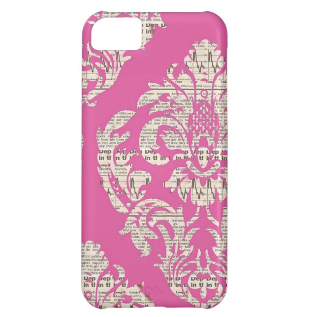 Pink Vintage Damask iPhone 5 Case (Back)