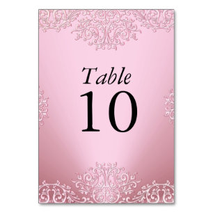 Pink Vintage Damask Wedding Table Number