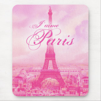 Pink Vintage Eiffel Tower Mouse Pad