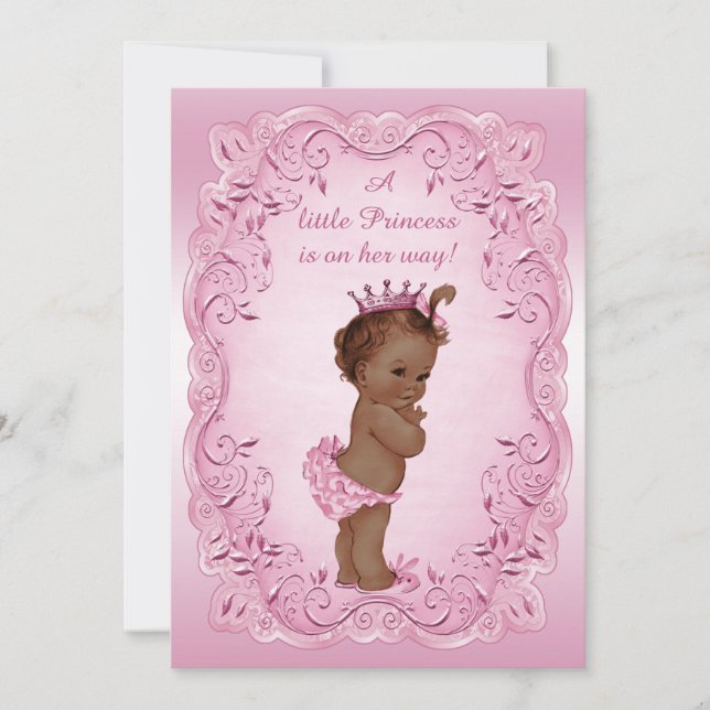 Pink Vintage Ethnic Princess Baby Shower Invitation (Front)