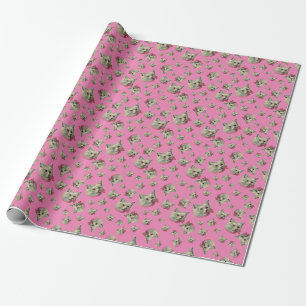 Pink Vintage Fancy Cat Wrapping Paper