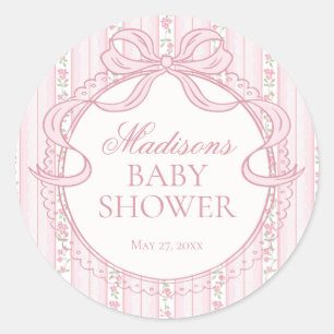 Pink Vintage Fancy Floral Baby Shower Invite Seal