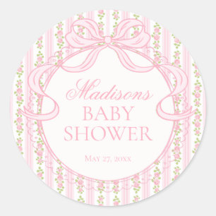 Pink Vintage Fancy Floral Baby Shower Seal