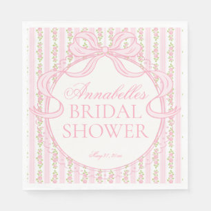 Pink Vintage Fancy Floral Bridal Shower Dessert Napkin
