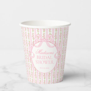 Pink Vintage Fancy Floral Bridal Shower Paper Cups