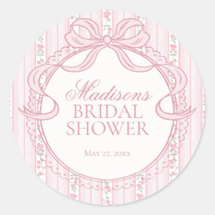 Pink Vintage Fancy Floral Bridal Shower Seal