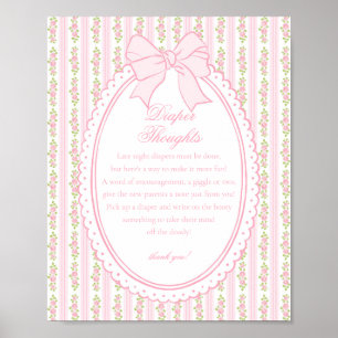 Pink Vintage Fancy Floral Diaper Thoughts Baby Poster