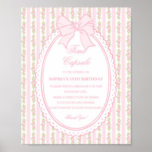 Pink Vintage Fancy Floral Time Capsule Game Poster