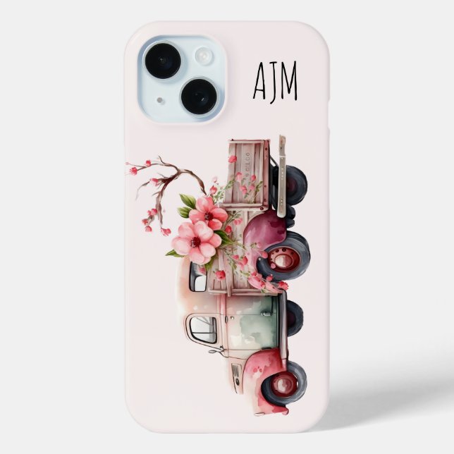Pink Vintage Farmer's Truck Case-Mate iPhone Case (Back)