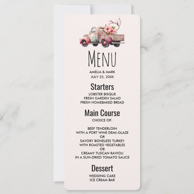 Pink Vintage Farmer's Truck Invitation (Front)