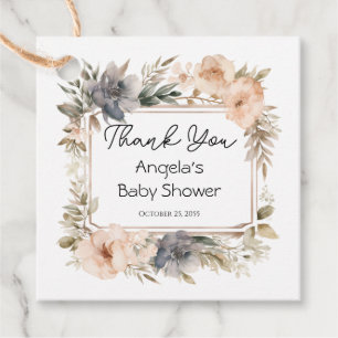 Pink Vintage Floral Girl Baby Shower Favour Tags