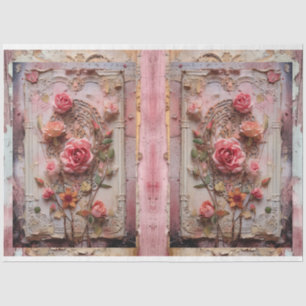 Pink Vintage Floral Grunge Decoupage Tissue Paper
