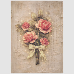 Pink Vintage Floral Grunge Decoupage Tissue Paper