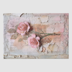Pink Vintage Floral Grunge Decoupage Tissue Paper