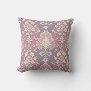 Pink vintage floral pattern throw pillow