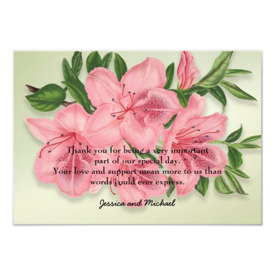 Pink Vintage Floral Photo Wedding Thank You Card
