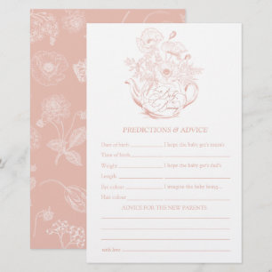 Pink Vintage Floral Predictions Baby Shower Game
