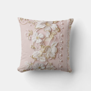 Pink Vintage Floral Throw Pillow