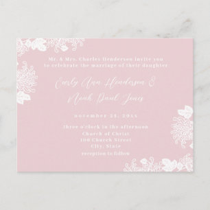 Pink Vintage Floral Wedding Invitation Postcard