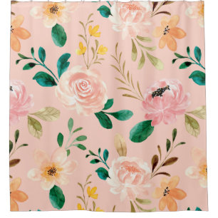 Pink Vintage Flower design shower curtain