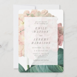 Pink Vintage Flower Hydrangea Wedding Invitation