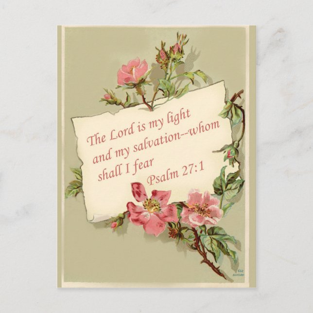 Pink Vintage Flowers Bible Verse Postcard (Front)
