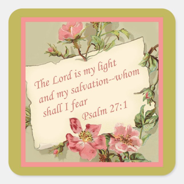 Pink Vintage Flowers Bible Verse Sticker (Front)