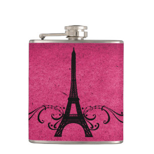 Pink Vintage French Flourish Hip Flask