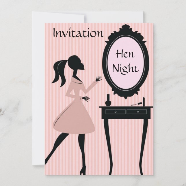 Pink Vintage Hen Night Invitation (Front)