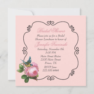 Pink Vintage Inspired Bridal Shower Invitation