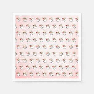 Pink Vintage Jolly Santa Smiling Face Christmas Napkin