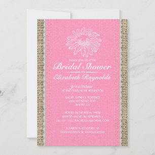 Pink Vintage Lace Bridal Shower Invitations