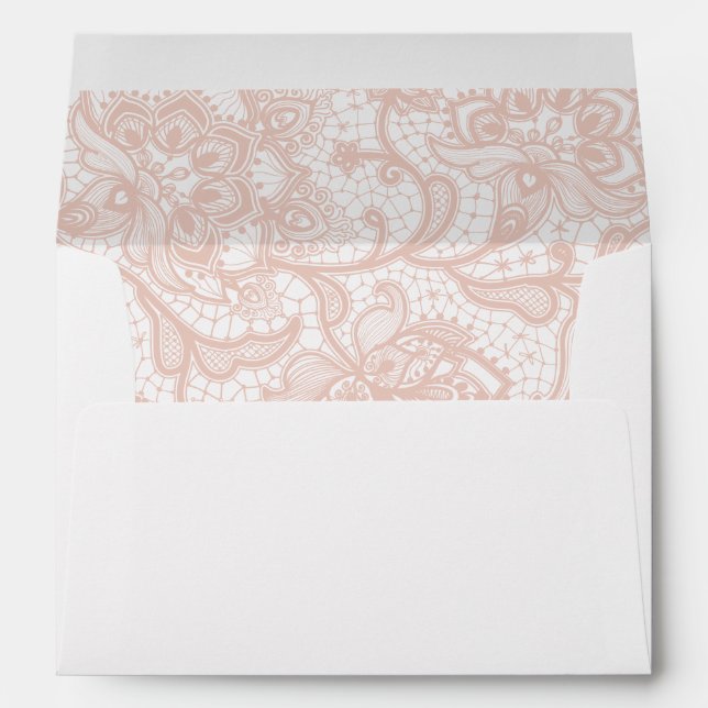 Pink Vintage Lace Christian Wedding Invitation Env Envelope (Back (Bottom))