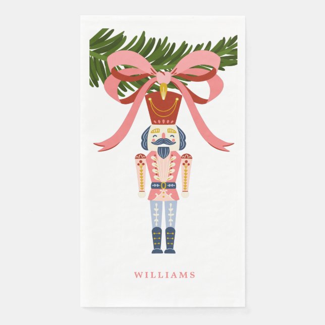 Pink Vintage Nutcracker Ornament Personalized  Napkin (Front)