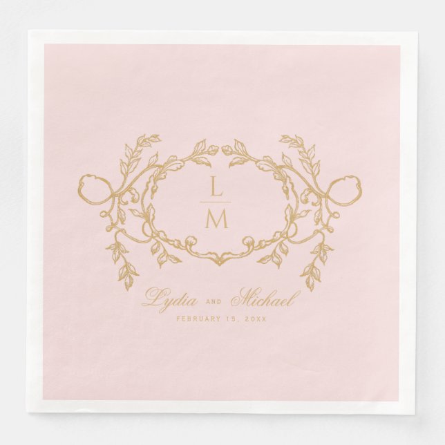 Pink Vintage Paris Glam Monogram Napkin (Front)