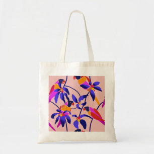 Pink Vintage Parrots: Exotic Seamless Illustration Tote Bag