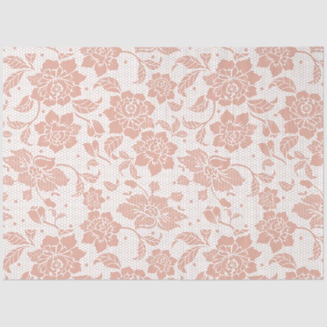 Pink Vintage peony floral decoupage Tissue Paper (Front)