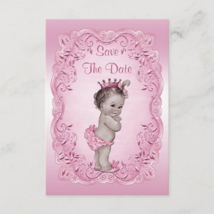 Pink Vintage Princess Save The Date Baby Shower