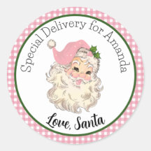 Pink Vintage Retro Special Delivery Santa Gift Tag