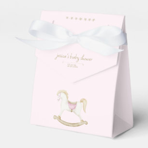 Pink Vintage Rocking Horse Cowgirl Baby Shower Favor Box