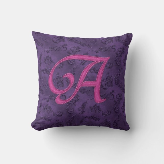 Pink Vintage Rose A Throw Pillow (Front)