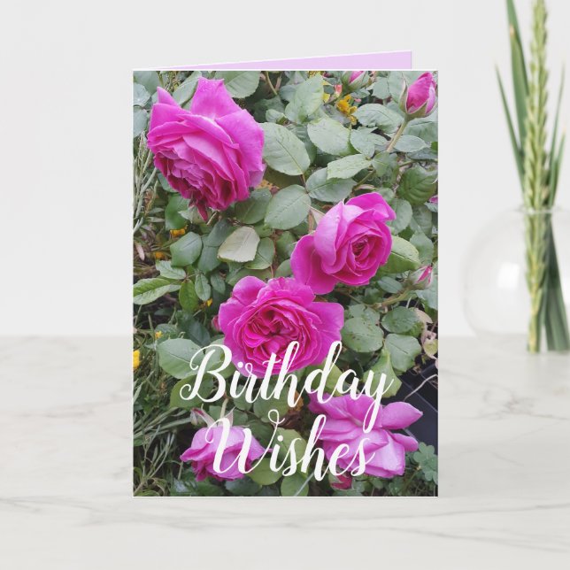 Pink Vintage Rose Flower Floral Birthday Card (Front)