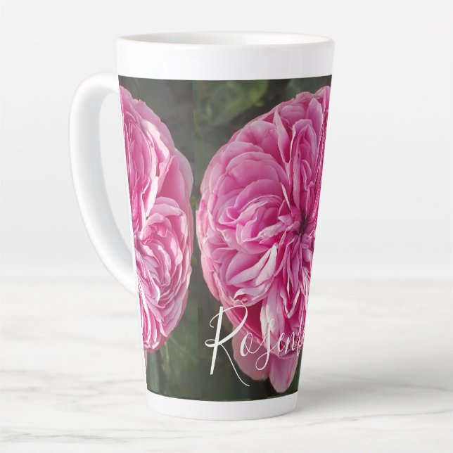 Pink Vintage Rose Flower floral Photo Mug (Left Angle)