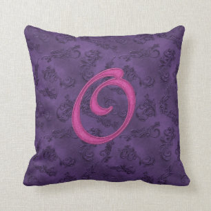 Pink Vintage Rose O Throw Pillow