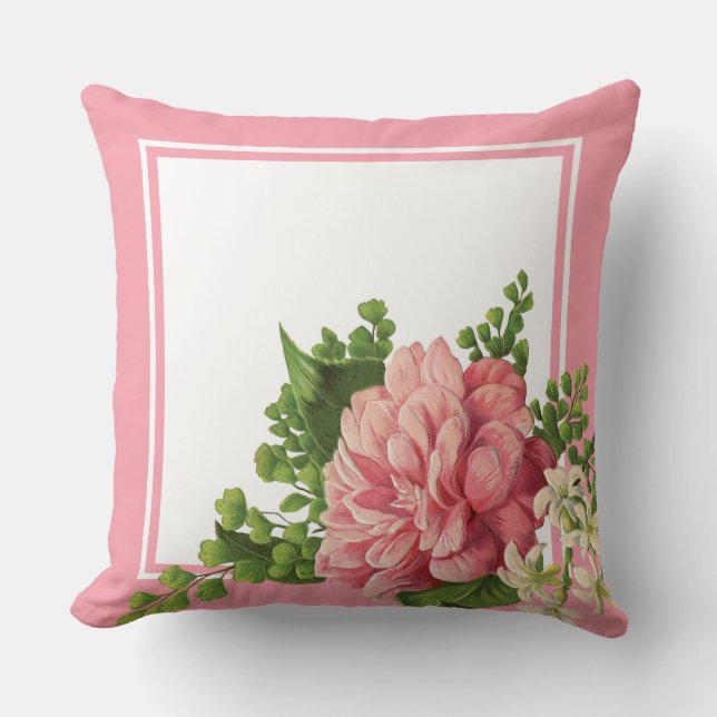 Pink Vintage Rose Pink Bedroom Accent Pillows (Front)