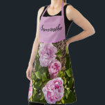 Pink Vintage Rose Roses Cabbage Vintage Apron<br><div class="desc">Pink Vintage Rose Roses Photo Cabbage Vintage Apron,  with a fully customizable name. Designed from my original garden photo & writing.</div>