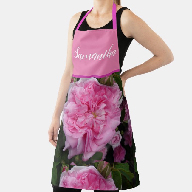 Pink Vintage Rose Roses Cabbage Vintage Apron (Insitu)