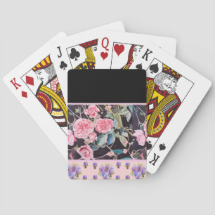 Pink Vintage Rose Roses Watercolor Customizable Playing Cards