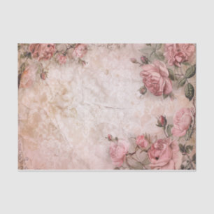 Pink Vintage Roses Decoupage Pattern Tissue Paper